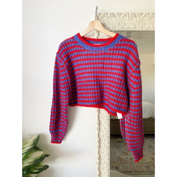 Zara Striped Knit Cropped Crewneck Sweater - Picture 2 of 14